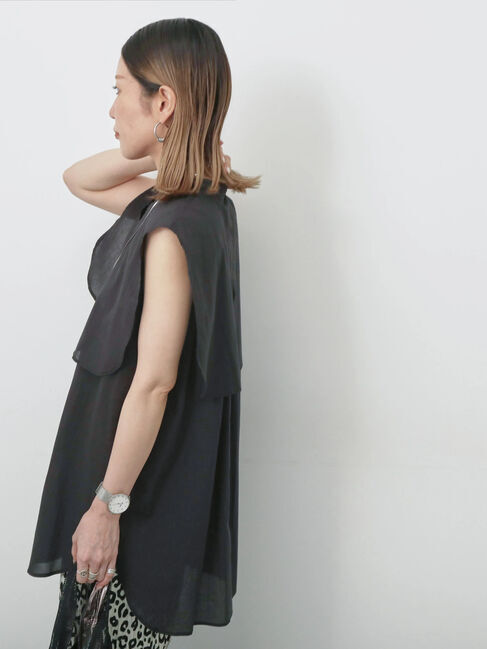 Samansa Mos2 blue「ケープブラウス」|シャツ・ブラウス|