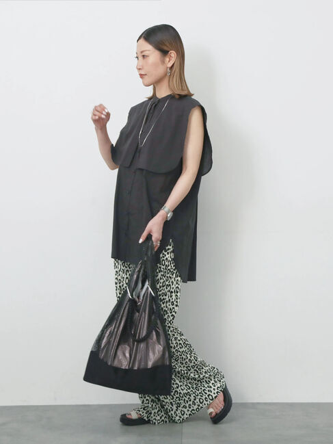 Samansa Mos2 blue「ケープブラウス」|シャツ・ブラウス|