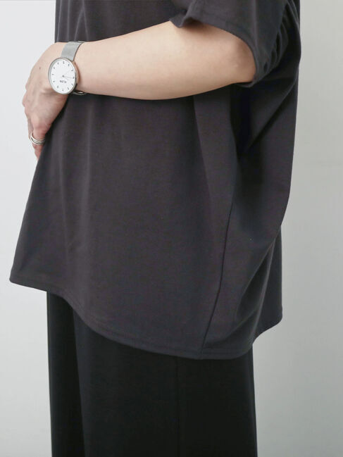 Samansa Mos2 blue「【接触冷感】ドルマンギャザー刺繍Tシャツ」|Tシャツ・カットソー|