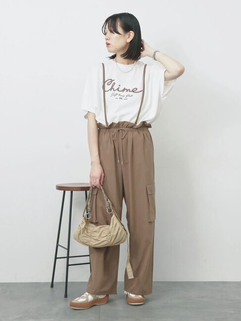 Samansa Mos2 blue「【接触冷感】ドルマンギャザー刺繍Tシャツ」|Tシャツ・カットソー|