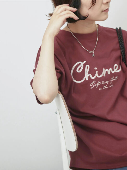 Samansa Mos2 blue「【接触冷感】ドルマンギャザー刺繍Tシャツ」|Tシャツ・カットソー|