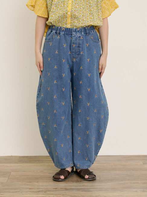 Samansa Mos2「【S/M/Lサイズ】刺繍デニム/ヒッコリーカーブパンツ」|その他|