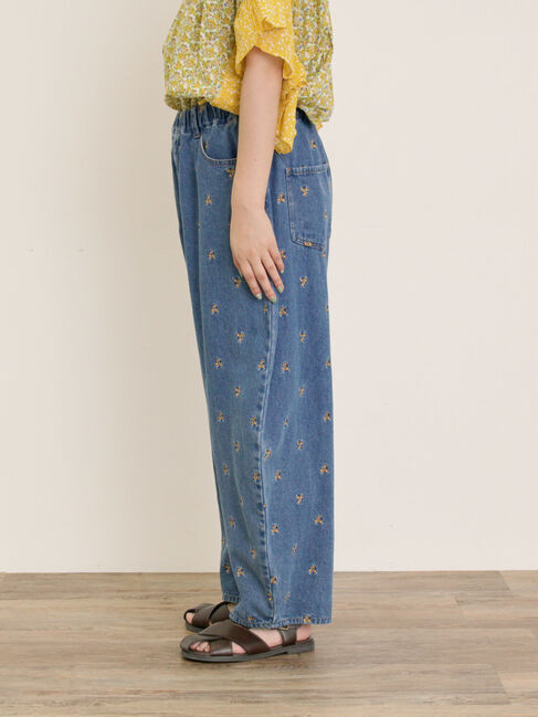 Samansa Mos2「【S/M/Lサイズ】刺繍デニム/ヒッコリーカーブパンツ」|その他|