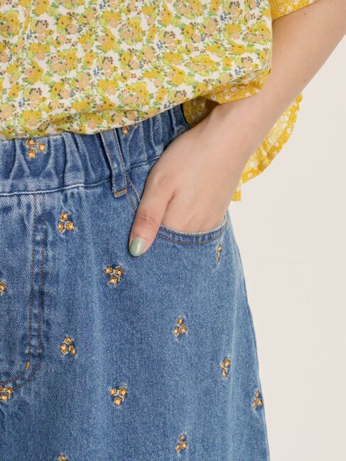 Samansa Mos2「【S/M/Lサイズ】刺繍デニム/ヒッコリーカーブパンツ」|その他|