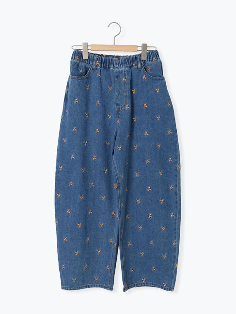 Samansa Mos2「【S/M/Lサイズ】刺繍デニム/ヒッコリーカーブパンツ」|その他|