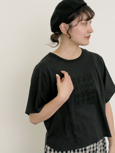 Samansa Mos2「◎レース刺繍Tシャツ」|Tシャツ・カットソー|