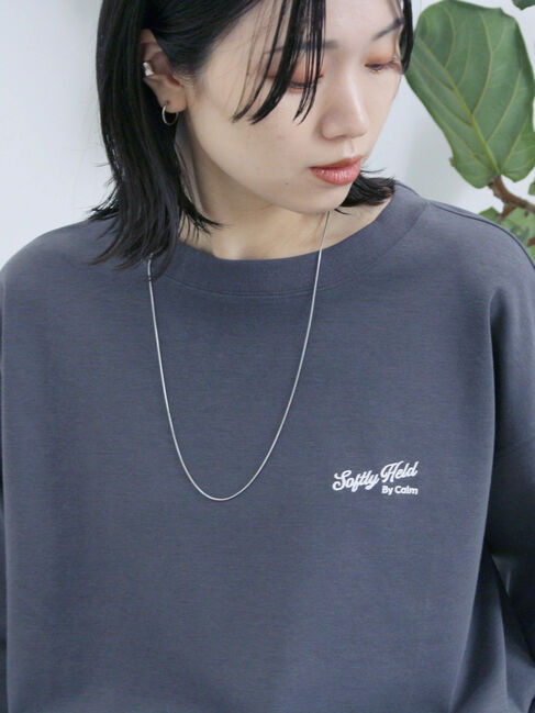 Samansa Mos2 blue「ポンチロゴ刺繍プルオーバー」|Tシャツ・カットソー|