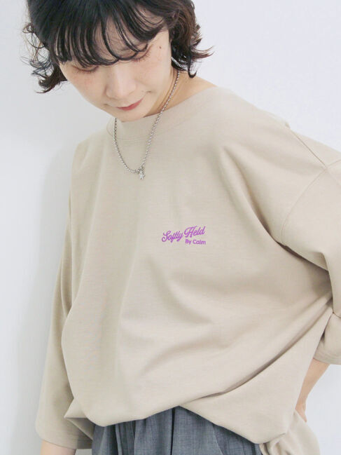 Samansa Mos2 blue「ポンチロゴ刺繍プルオーバー」|Tシャツ・カットソー|