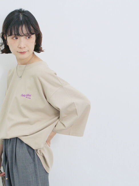 Samansa Mos2 blue「ポンチロゴ刺繍プルオーバー」|Tシャツ・カットソー|