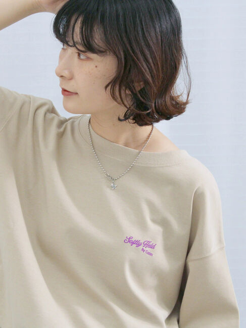 Samansa Mos2 blue「ポンチロゴ刺繍プルオーバー」|Tシャツ・カットソー|