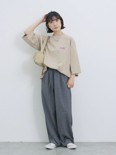 Samansa Mos2 blue「ポンチロゴ刺繍プルオーバー」|Tシャツ・カットソー|