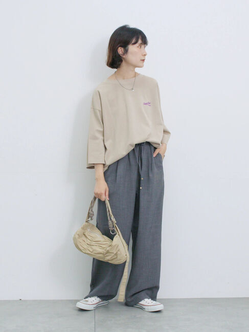 Samansa Mos2 blue「ポンチロゴ刺繍プルオーバー」|Tシャツ・カットソー|