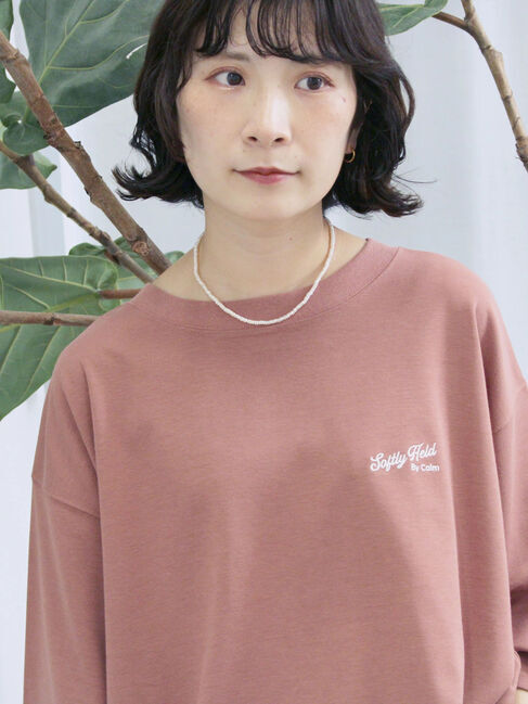 Samansa Mos2 blue「ポンチロゴ刺繍プルオーバー」|Tシャツ・カットソー|