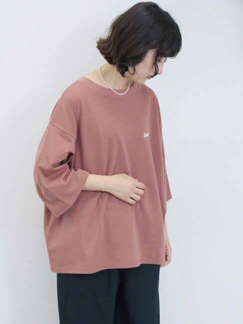 Samansa Mos2 blue「ポンチロゴ刺繍プルオーバー」|Tシャツ・カットソー|