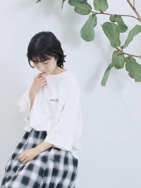 Samansa Mos2 blue「ポンチロゴ刺繍プルオーバー」|Tシャツ・カットソー|