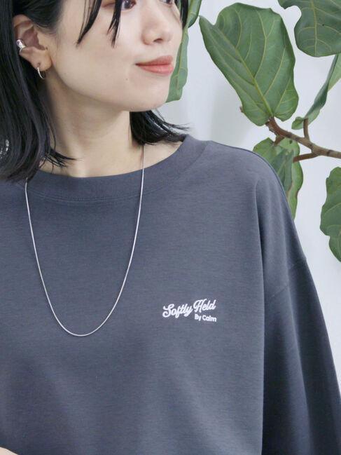 Samansa Mos2 blue「ポンチロゴ刺繍プルオーバー」|Tシャツ・カットソー|