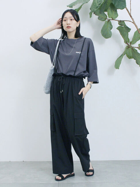 Samansa Mos2 blue「ポンチロゴ刺繍プルオーバー」|Tシャツ・カットソー|