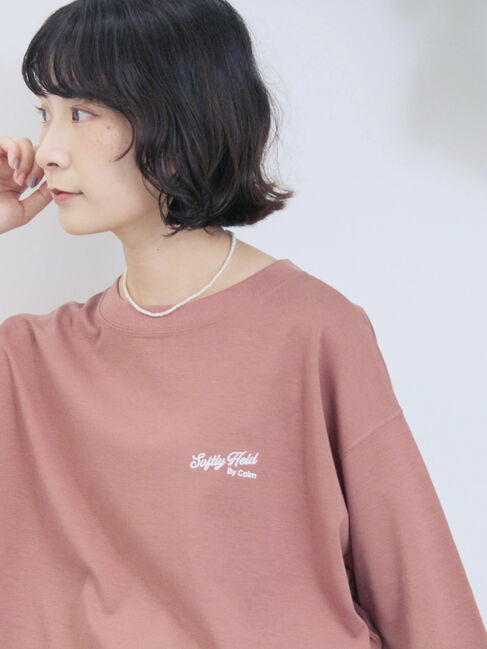 Samansa Mos2 blue「ポンチロゴ刺繍プルオーバー」|Tシャツ・カットソー|