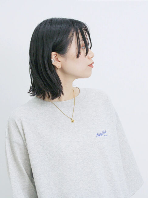 Samansa Mos2 blue「ポンチロゴ刺繍プルオーバー」|Tシャツ・カットソー|