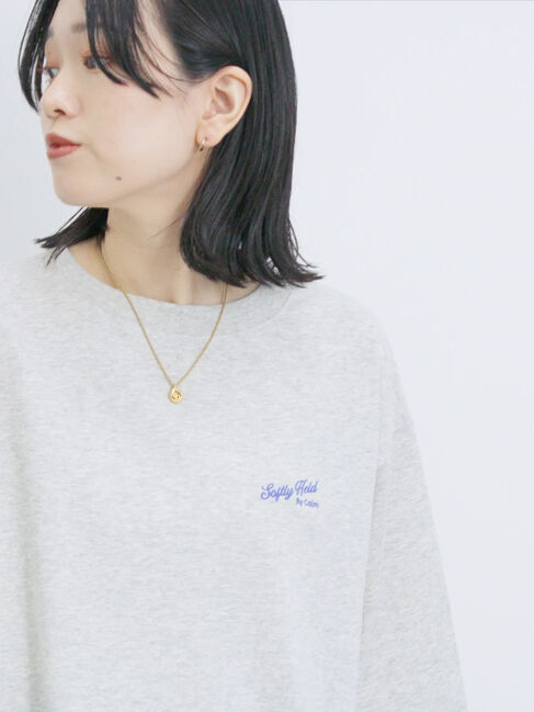 Samansa Mos2 blue「ポンチロゴ刺繍プルオーバー」|Tシャツ・カットソー|