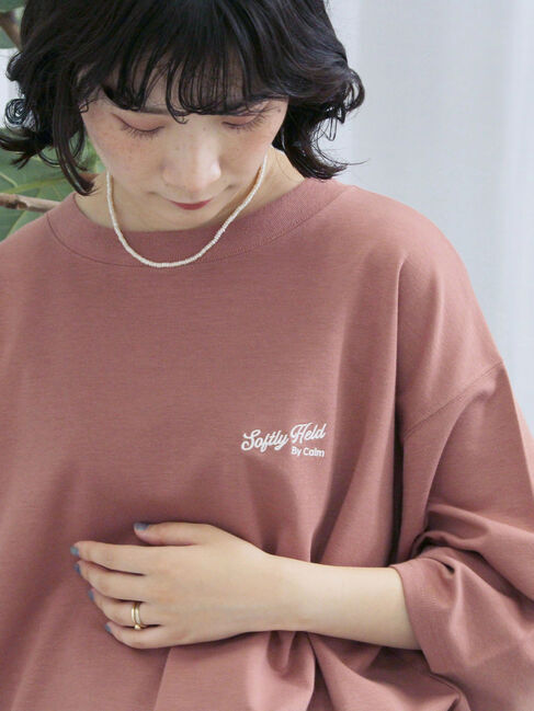 Samansa Mos2 blue「ポンチロゴ刺繍プルオーバー」|Tシャツ・カットソー|シュアカ