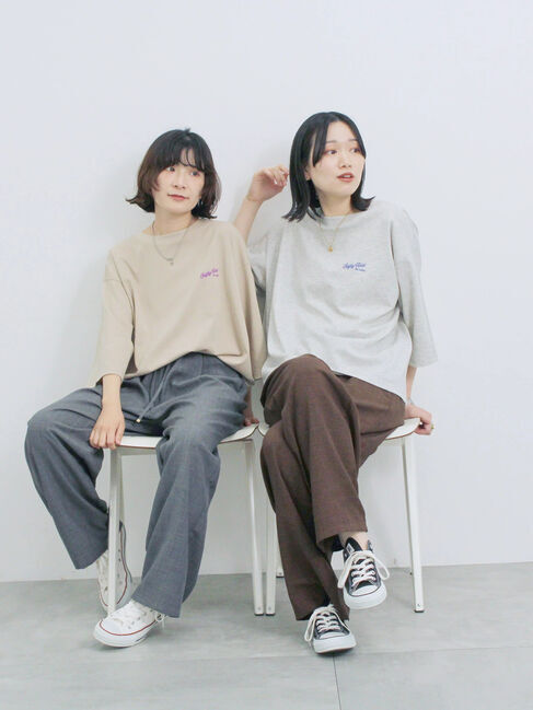 Samansa Mos2 blue「ポンチロゴ刺繍プルオーバー」|Tシャツ・カットソー|