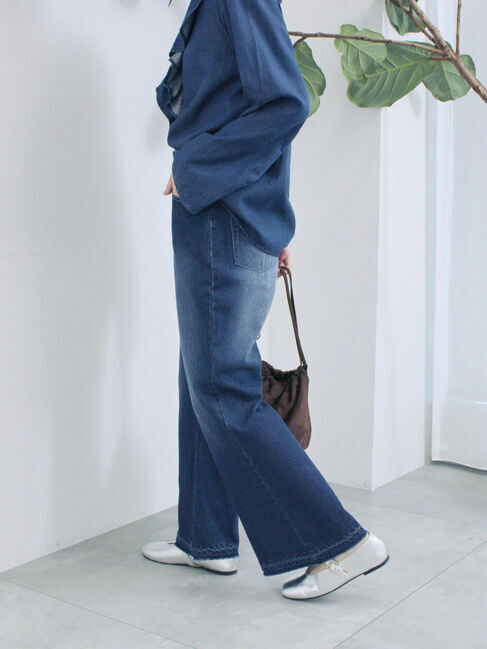 Samansa Mos2 blue「【ECO DENIM 】 フレアパンツ」|その他|