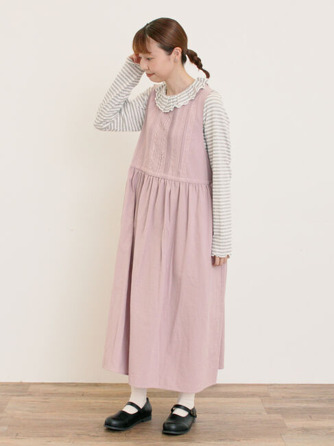 Samansa Mos2「【S/Mサイズ】レース貼りノースリワンピース」|ワンピース|ピンク