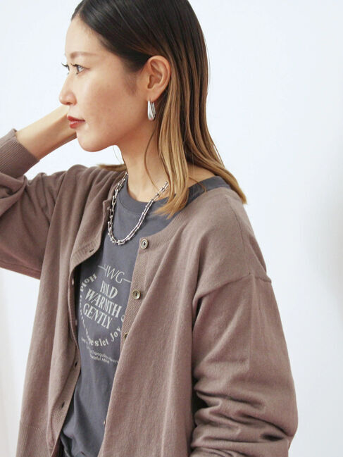 Samansa Mos2 blue「マルチスタイル前後2wayクルーネックカーディガン」|カーディガン|モカ