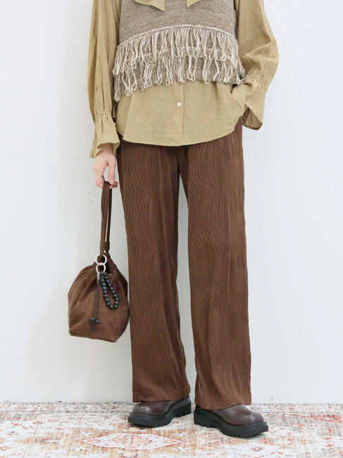 Samansa Mos2 blue「ウェーブカットパンツ」|その他|ブラウン