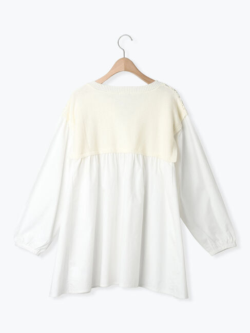 Samansa Mos2「花柄ニット+布帛切替チュニック」|ニット・セーター|