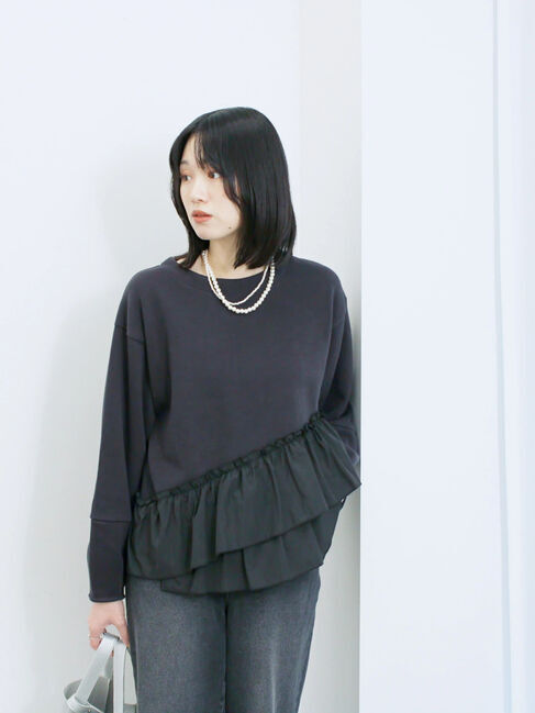 Samansa Mos2 blue「ペプラムドッキングプルオーバー」|Tシャツ・カットソー|