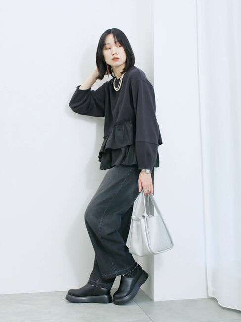 Samansa Mos2 blue「ペプラムドッキングプルオーバー」|Tシャツ・カットソー|