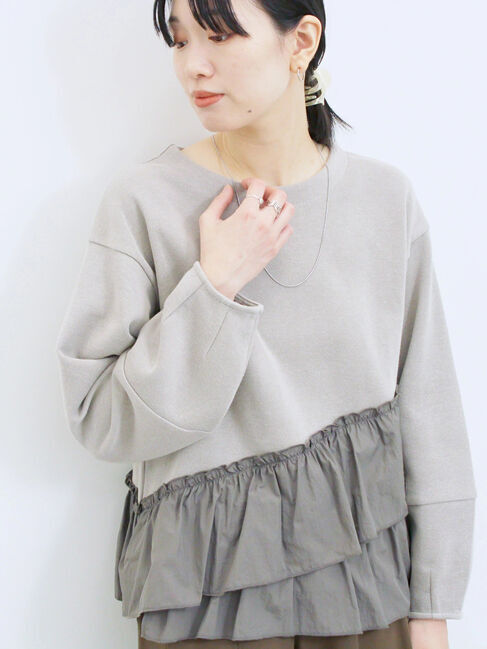 Samansa Mos2 blue「ペプラムドッキングプルオーバー」|Tシャツ・カットソー|