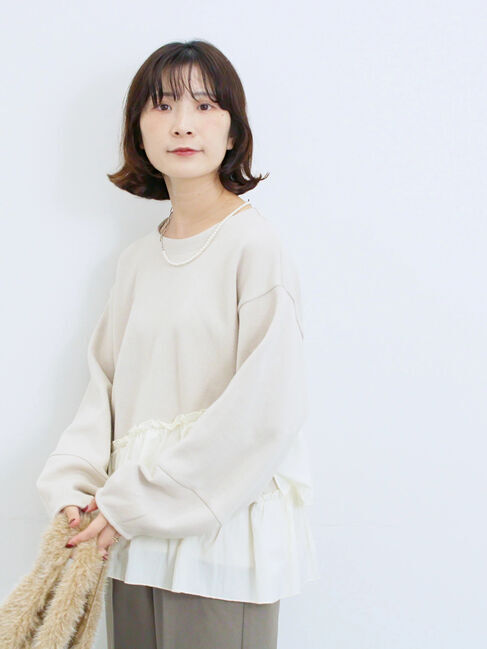 Samansa Mos2 blue「ペプラムドッキングプルオーバー」|Tシャツ・カットソー|