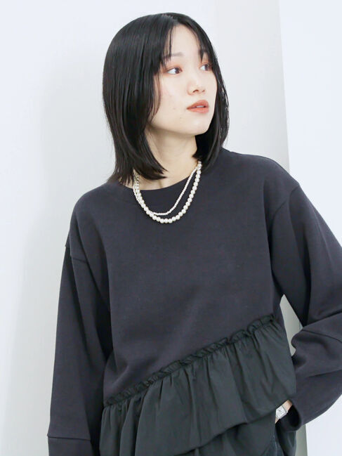 Samansa Mos2 blue「ペプラムドッキングプルオーバー」|Tシャツ・カットソー|