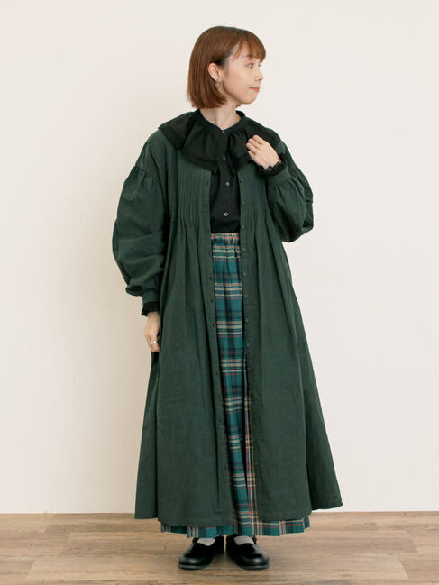 Samansa Mos2「【S/Mサイズ】綿麻/デニムピンタックワンピース」|ワンピース|