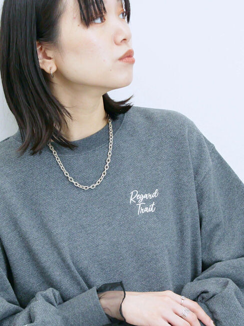 Samansa Mos2 blue「ラメ裏毛プルオーバー」|Tシャツ・カットソー|