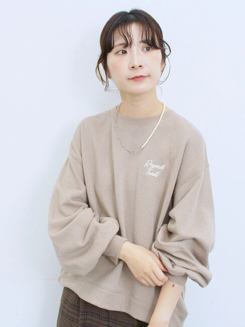 Samansa Mos2 blue「ラメ裏毛プルオーバー」|Tシャツ・カットソー|