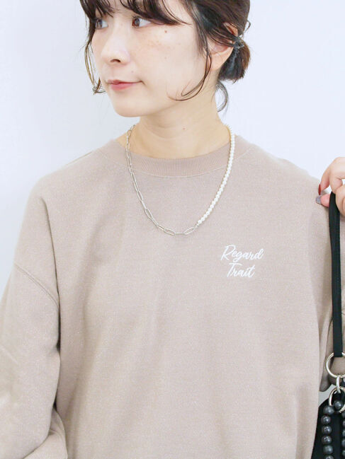 Samansa Mos2 blue「ラメ裏毛プルオーバー」|Tシャツ・カットソー|