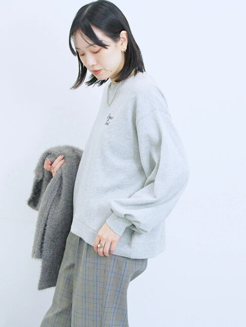 Samansa Mos2 blue「ラメ裏毛プルオーバー」|Tシャツ・カットソー|