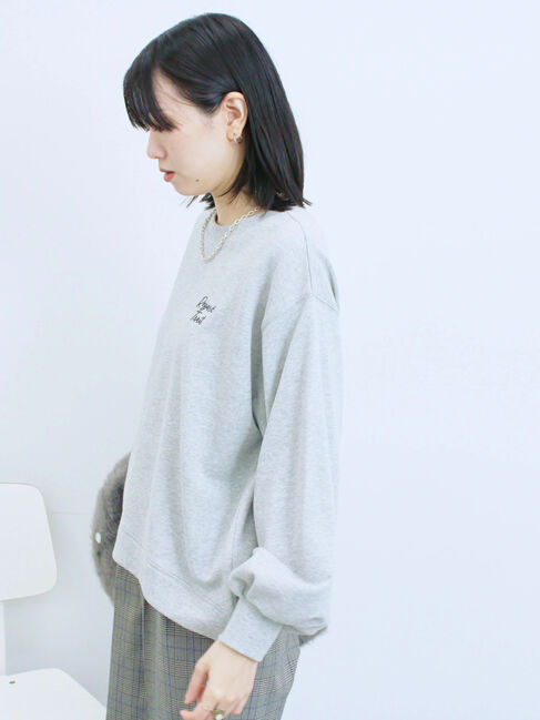 Samansa Mos2 blue「ラメ裏毛プルオーバー」|Tシャツ・カットソー|