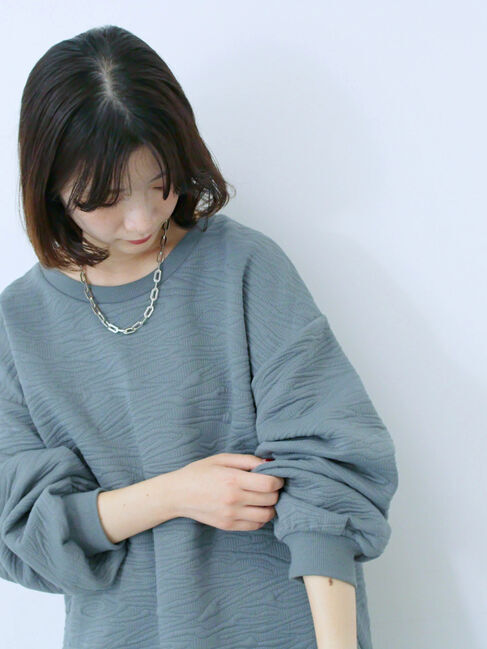 Samansa Mos2 blue「ジャガードダンボールプルオーバー」|Tシャツ・カットソー|