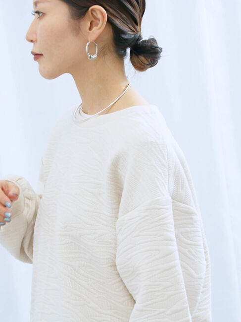 Samansa Mos2 blue「ジャガードダンボールプルオーバー」|Tシャツ・カットソー|