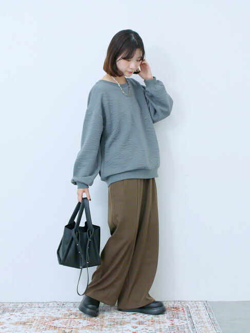 Samansa Mos2 blue「ジャガードダンボールプルオーバー」|Tシャツ・カットソー|