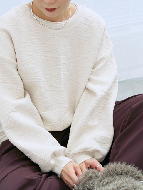 Samansa Mos2 blue「ジャガードダンボールプルオーバー」|Tシャツ・カットソー|