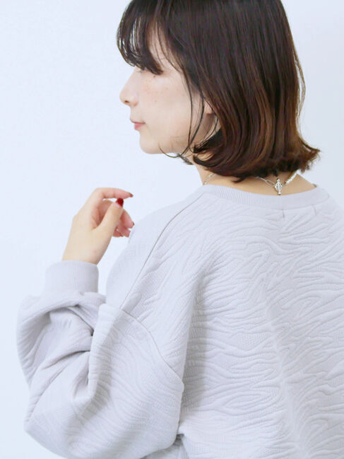 Samansa Mos2 blue「ジャガードダンボールプルオーバー」|Tシャツ・カットソー|