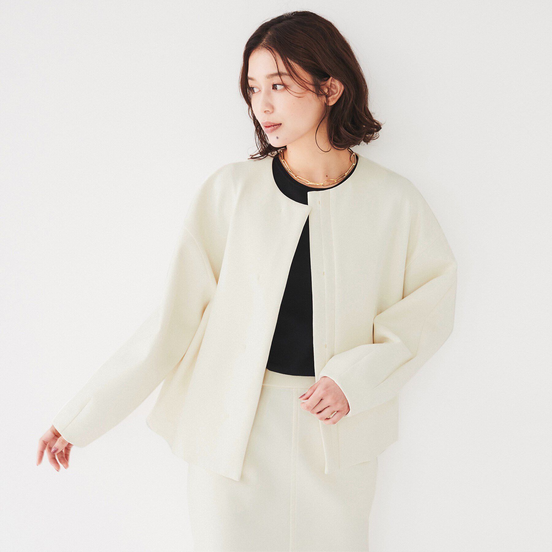 UNTITLED「【スポンディッシュ/セットアップ可能】ダンボールジャージ ブルゾン」|ブルゾン・スタジャン|オフホワイト(003