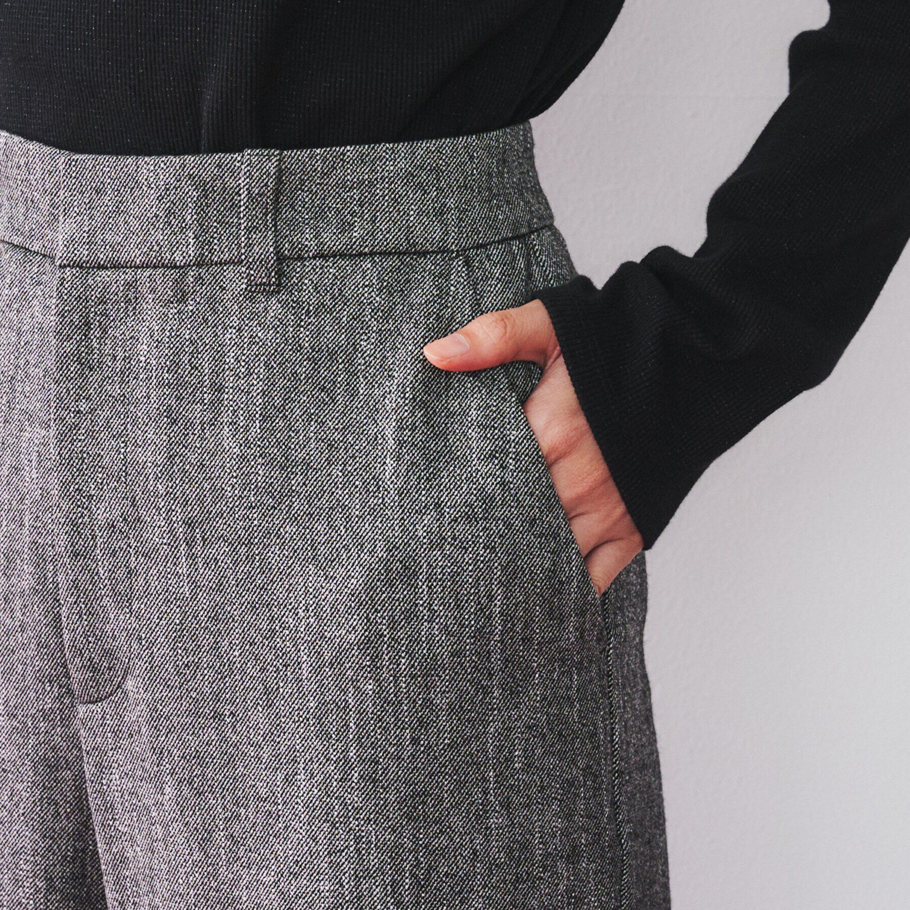 UNTITLED「【セットアップ可能/後ろウエストゴム】ミックスツイード ワイドパンツ」|その他|