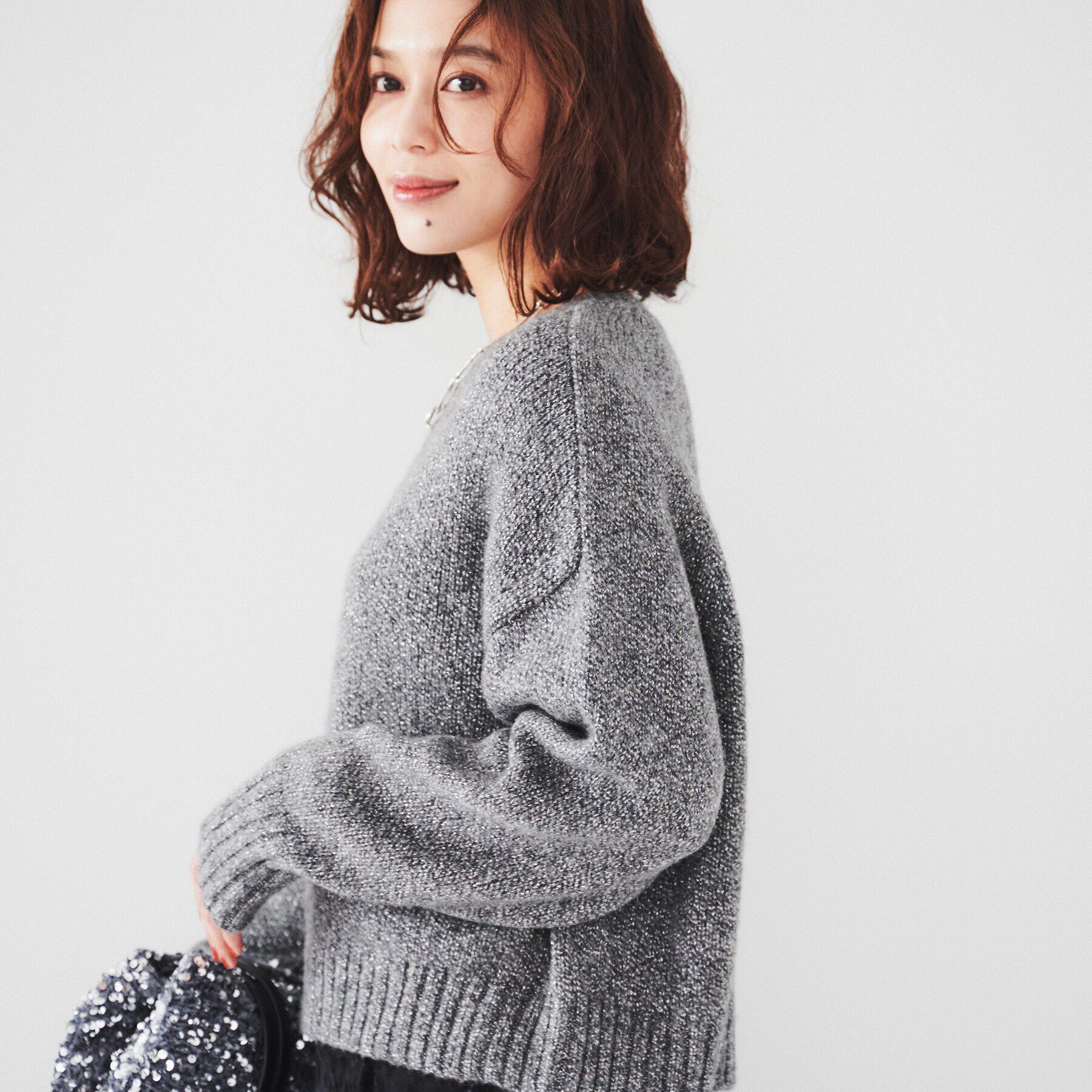 UNTITLED「【ラメ見え/ショート丈】クロップドニット」|ニット・セーター|